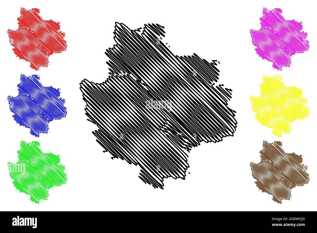 Landkreis Deggendorf (Bundesrepublik Deutschland, Landkreis Niederbayern, Freistaat Bayern) Kartenvektordarstellung, Scribble-Skizze Deggen Stock Vektor