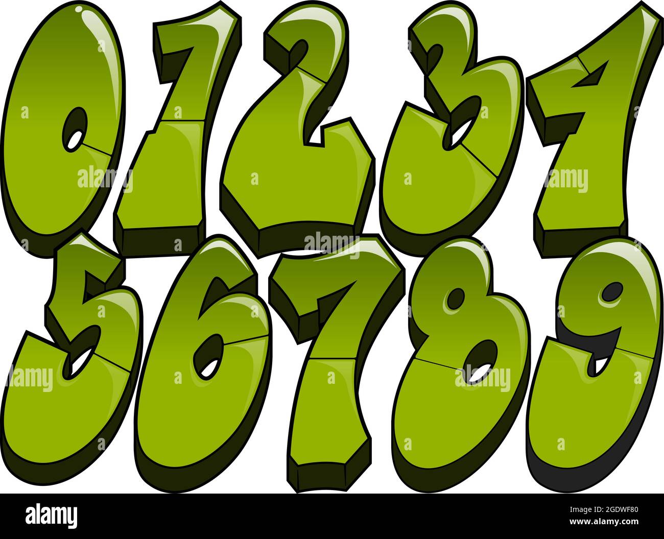 Graffiti-Zahlen lesbar glänzende Graffiti-gestylte Zahlen 0-9  Stock-Vektorgrafik - Alamy