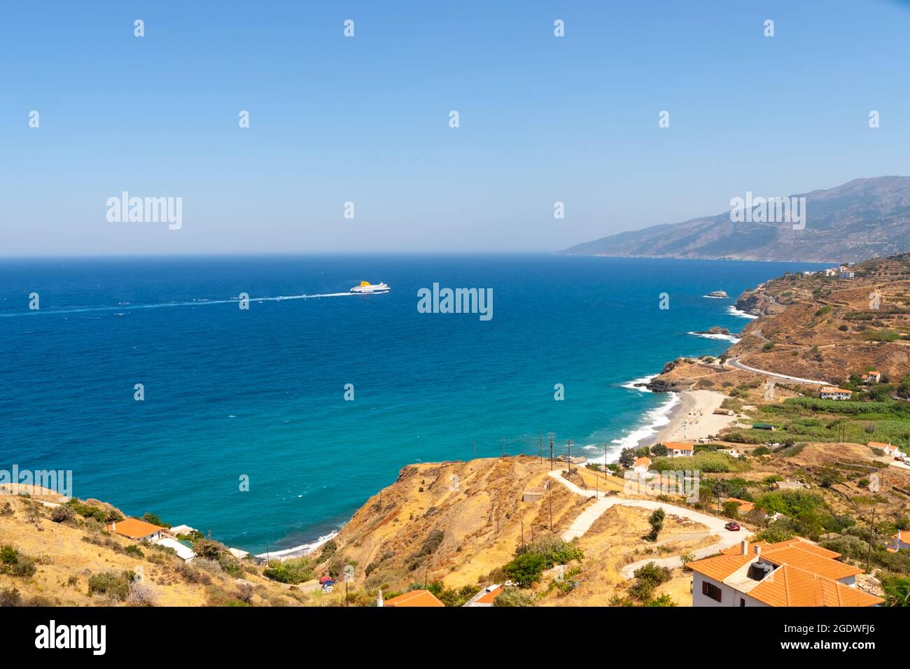 Strand von Messakti, Ikaria Island, Griechenland Stockfoto