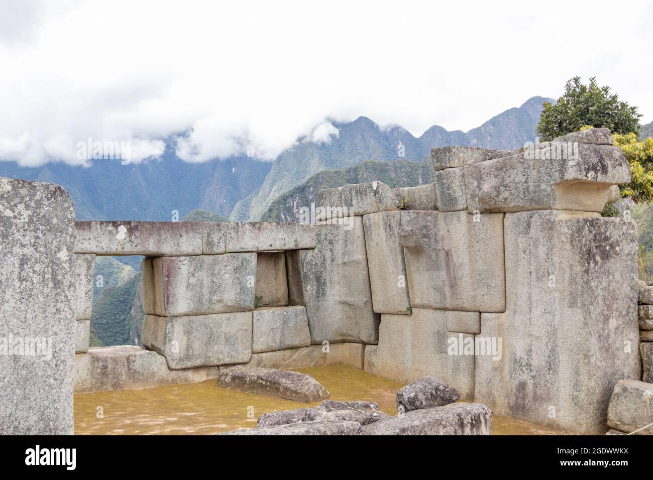 Archäologische Überreste von Machu Picchu in den Bergen von Cusco. Peru Stockfoto