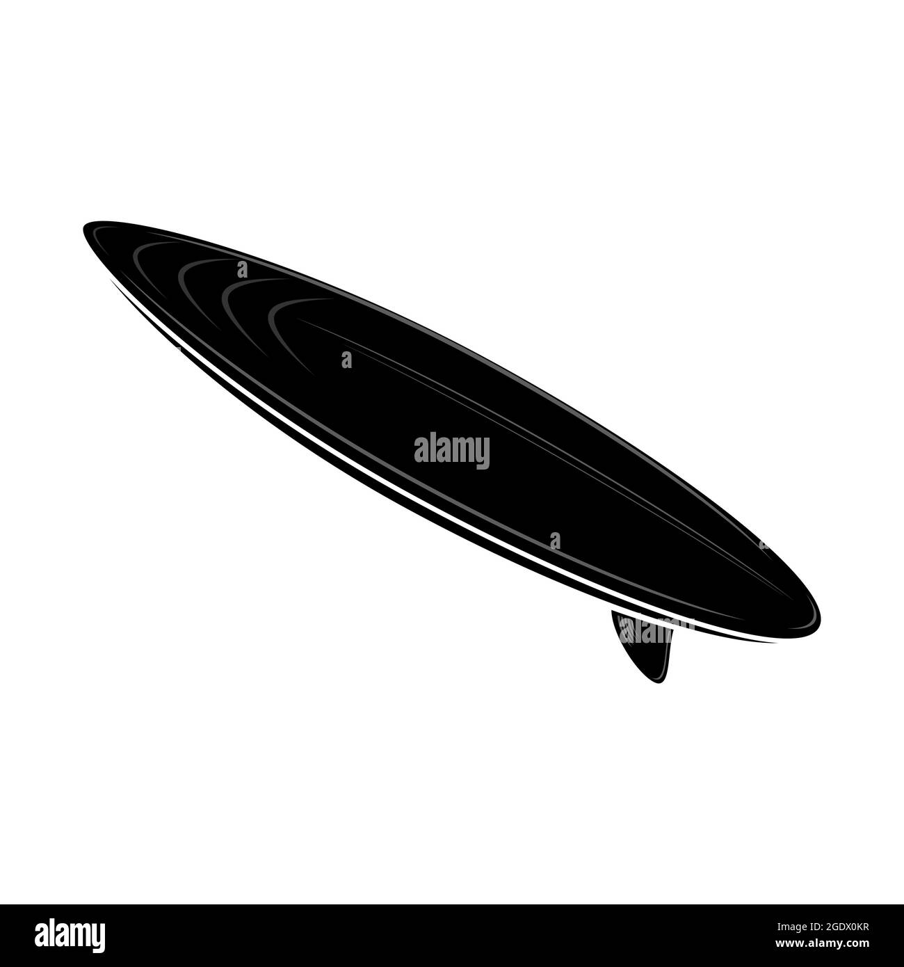 Ocean Surf Board Silhoette-Symbol isoliert auf weißem Hintergrund Stockfoto