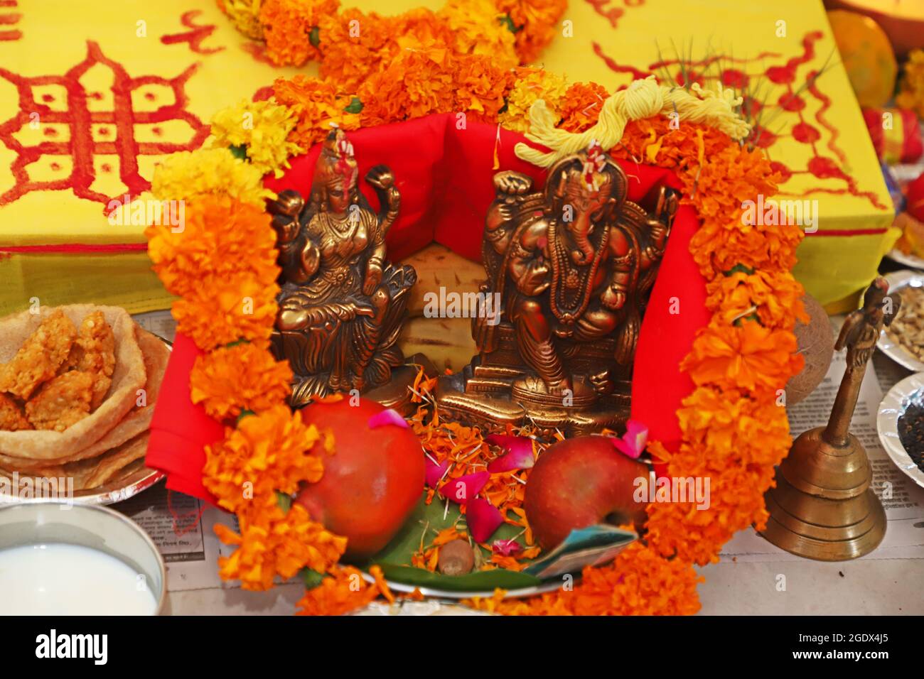 Göttin Laxmi und Lord Ganesha. Gott Der Hinduistischen Religion. Stockfoto