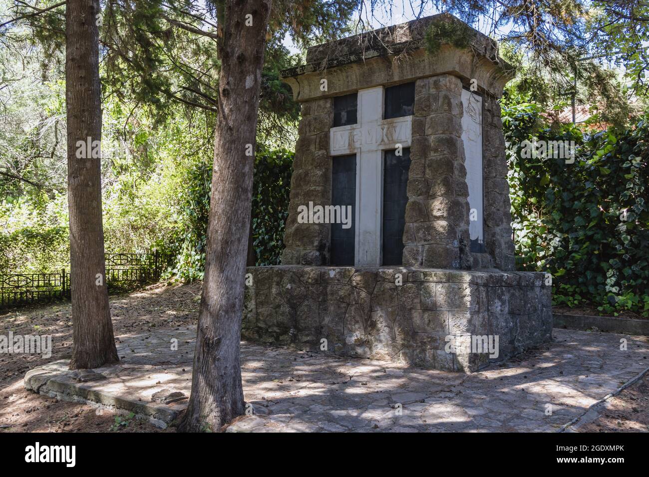 Denkmäler serbischer Soldaten der Drina-Division auf der griechischen Insel Crofu Stockfoto