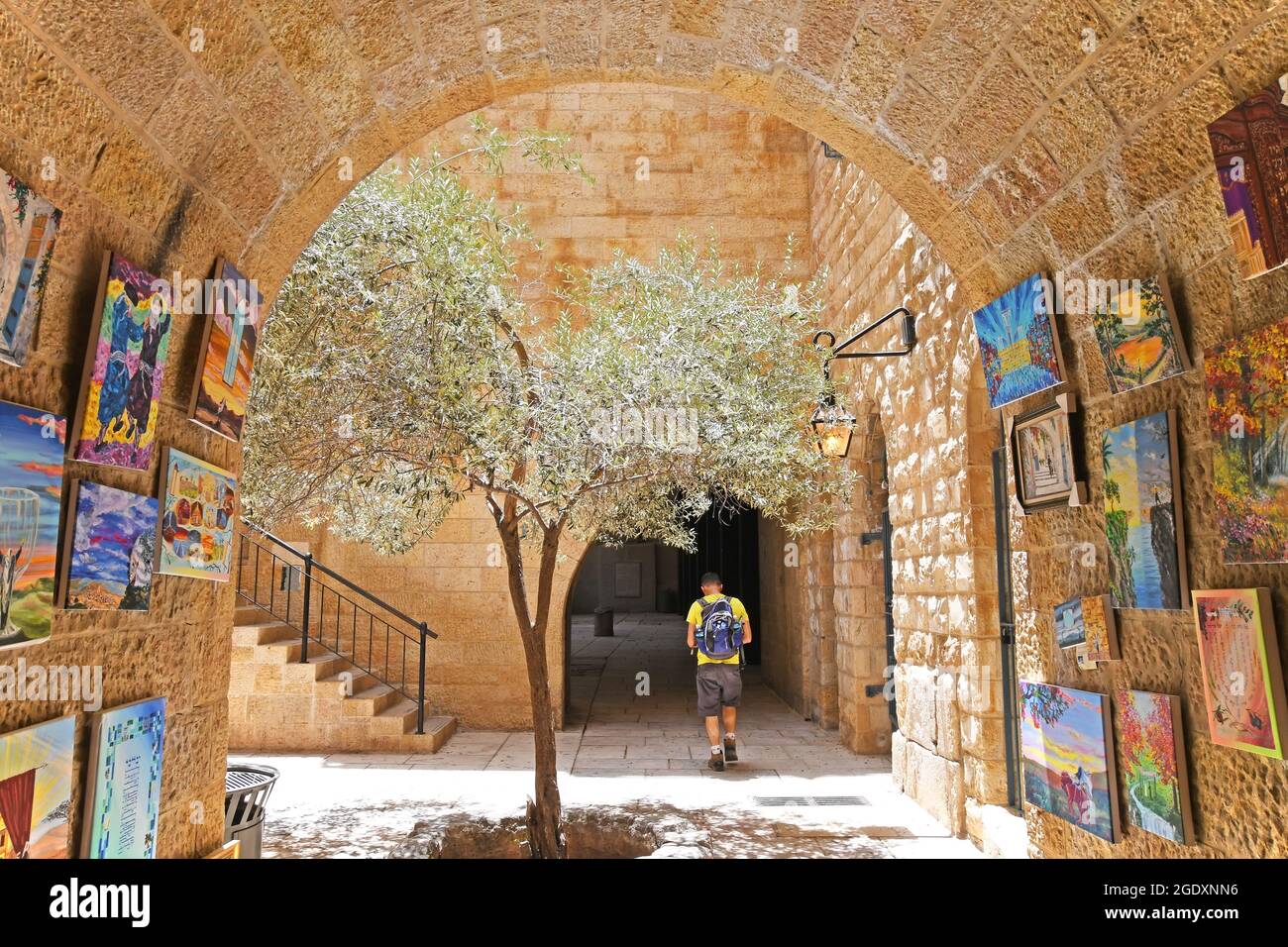Die Cardo eine alte zentrale Straße in der Altstadt von Jerusalem Stockfoto