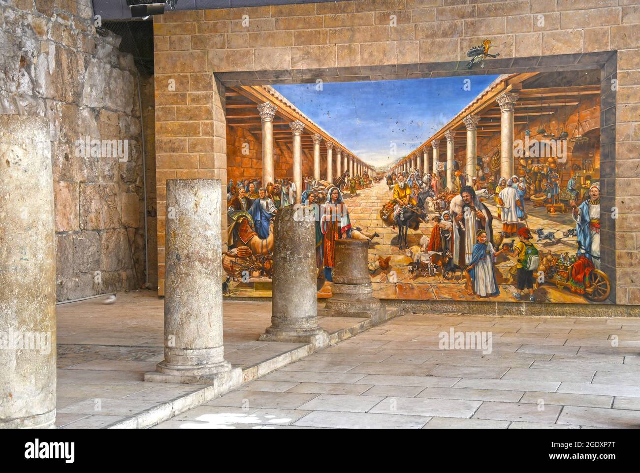 Die Cardo eine alte zentrale Straße in der Altstadt von Jerusalem Stockfoto