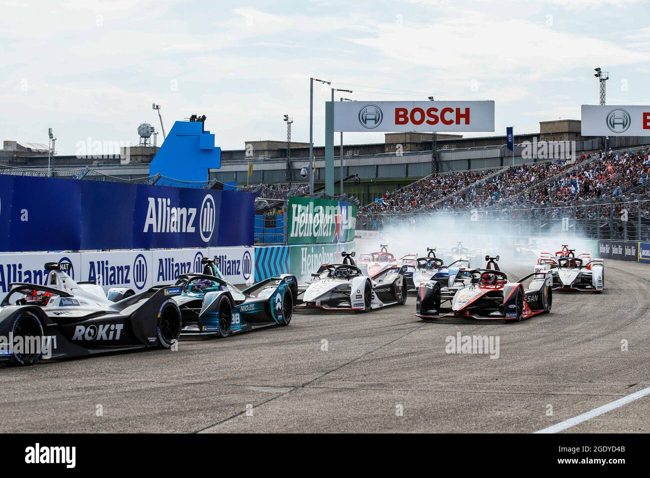 Start des Rennens während des Berlin ePrix 2021, 8. Treffen der Formel-E-Weltmeisterschaft 2020-21, auf dem Stadtkurs des Flughafens Tempelhof vom 14. Bis 15. August in Berlin - Foto Xavi Bonilla / DPPI Stockfoto