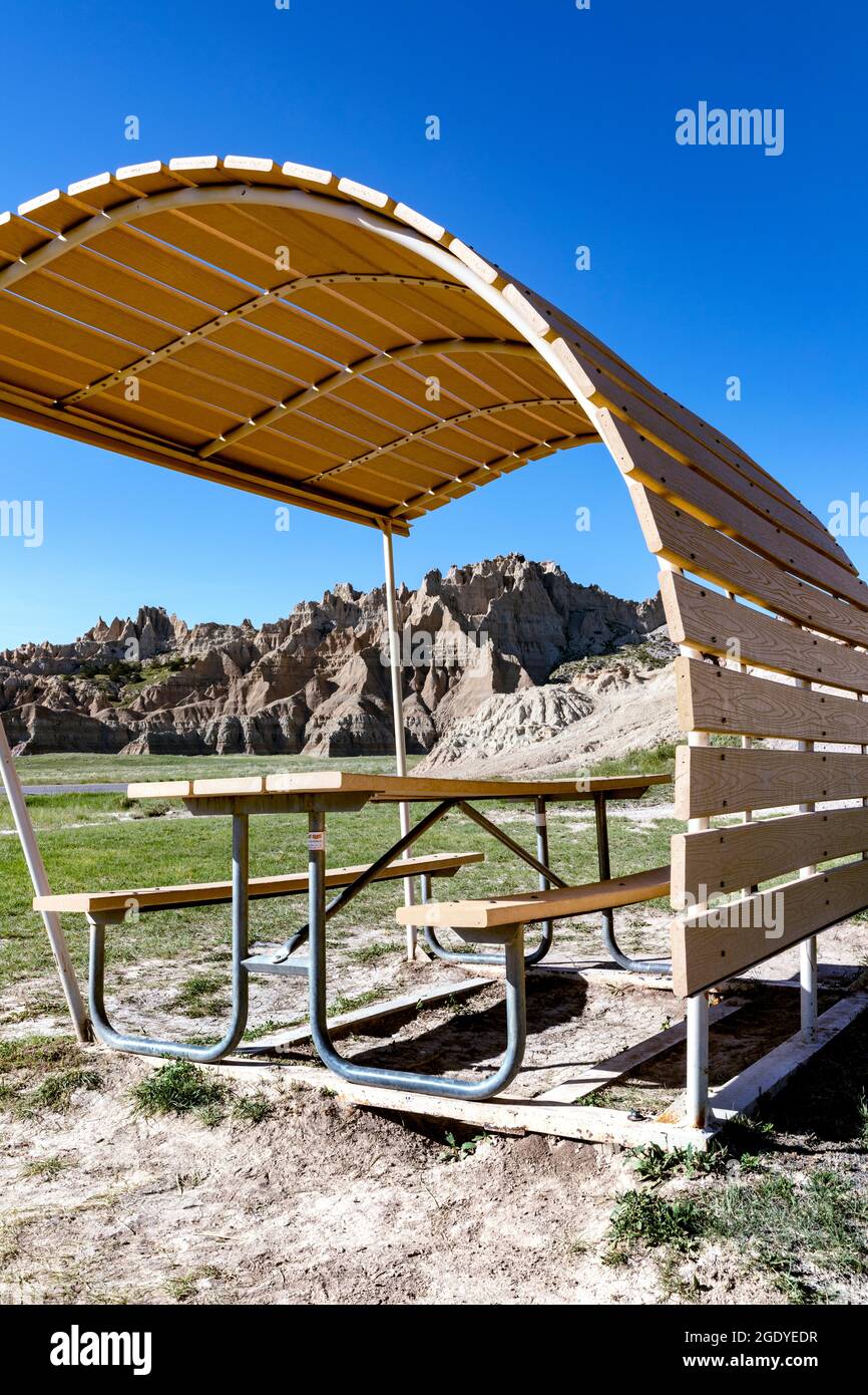 SD00407-00..... SOUTH DAKOTA - Picknickplatz im Ben Reifel Besucherzentrum, Badlands National Park. Stockfoto