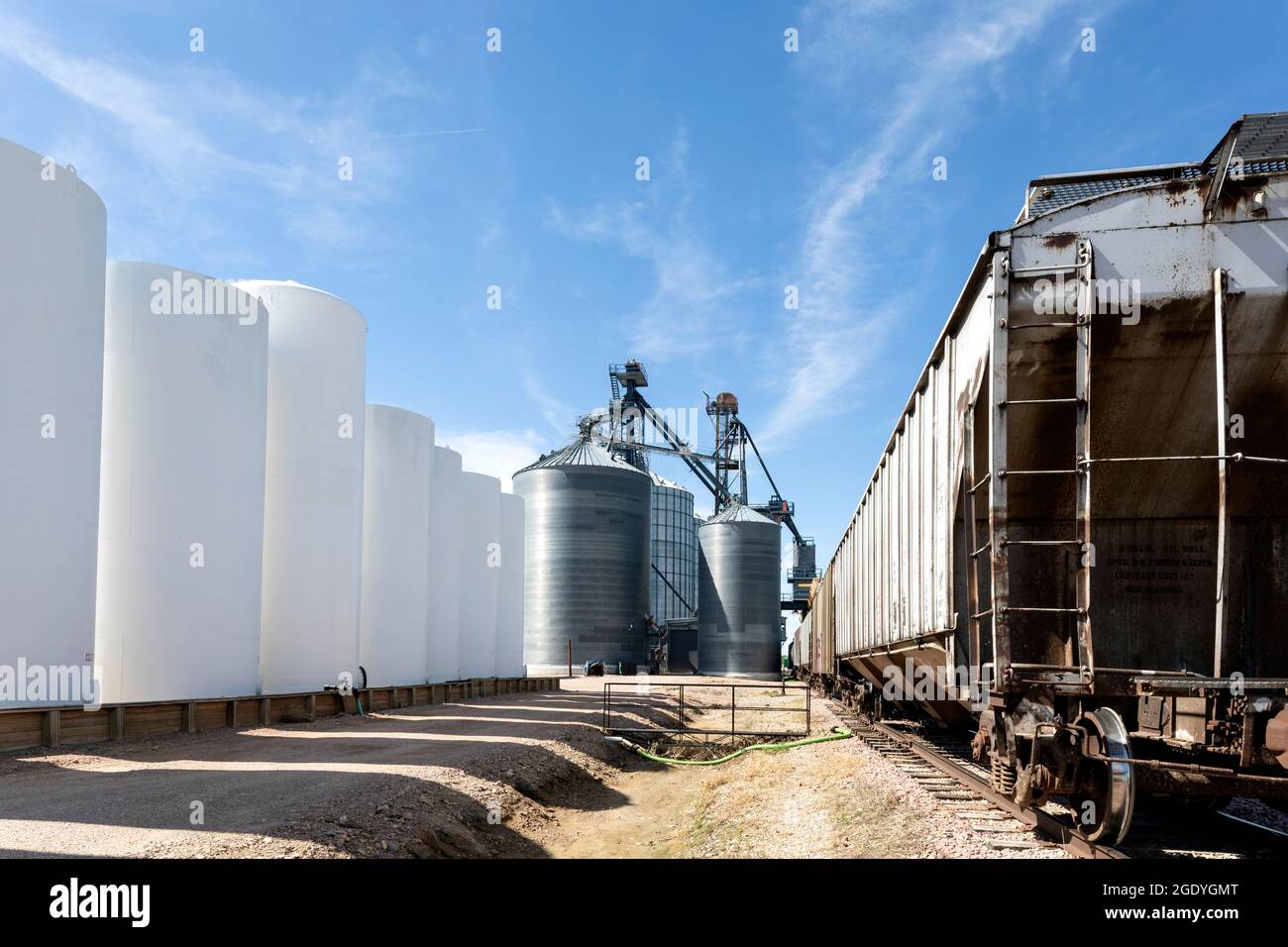 SD00438-00....SOUTH DAKOTA - Bahnhof und Bahngleise in der Stadt Wall. Stockfoto