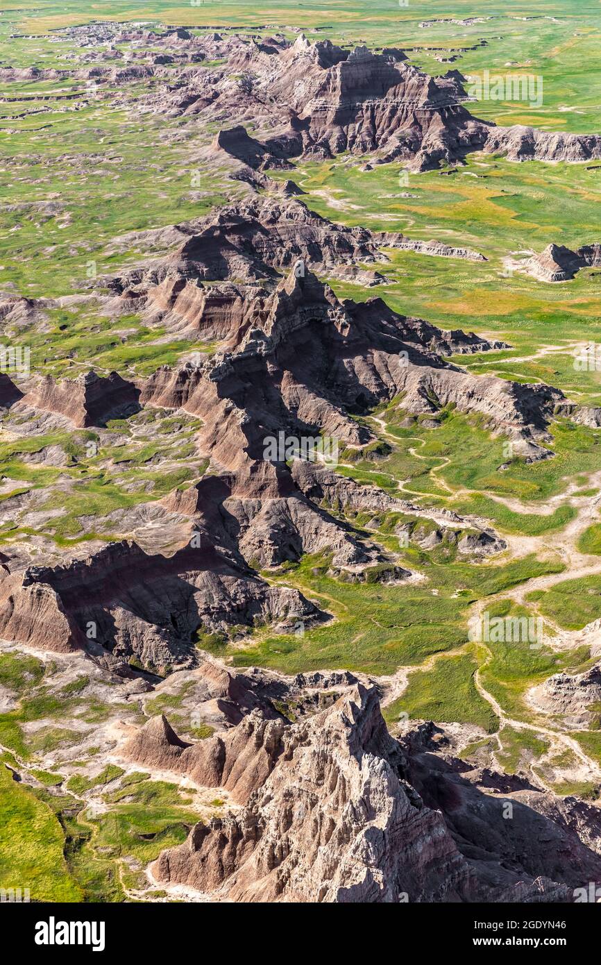 SD00480-00....SOUTH DAKOTA - Badlands National Park aus der Luft bei einem Helikopter-Flug. Stockfoto