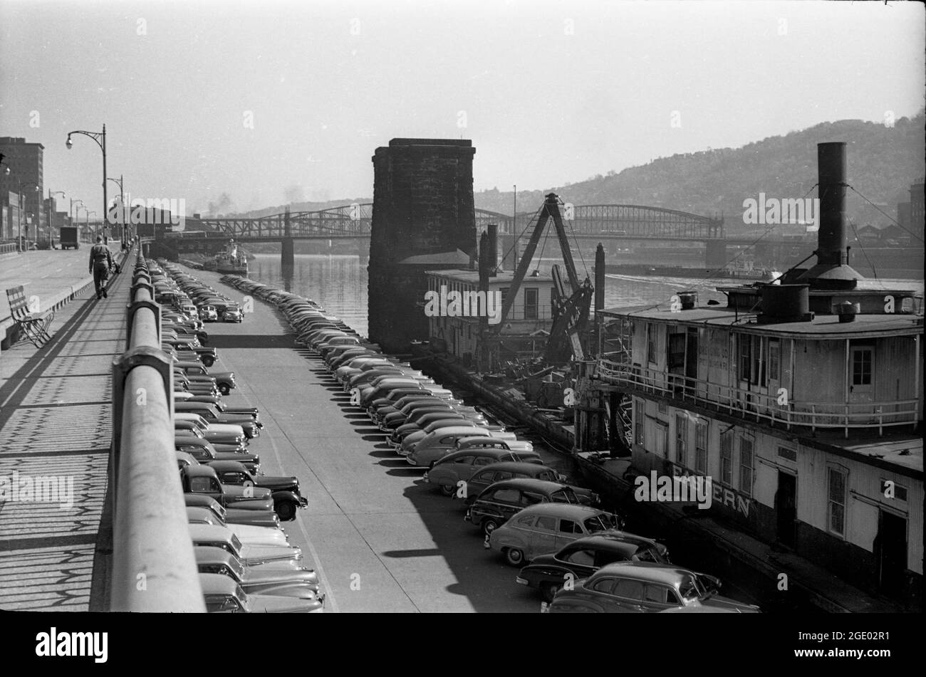 The Mon Wharf in Pittsburgh, Pennsylvania 1951 Stockfoto