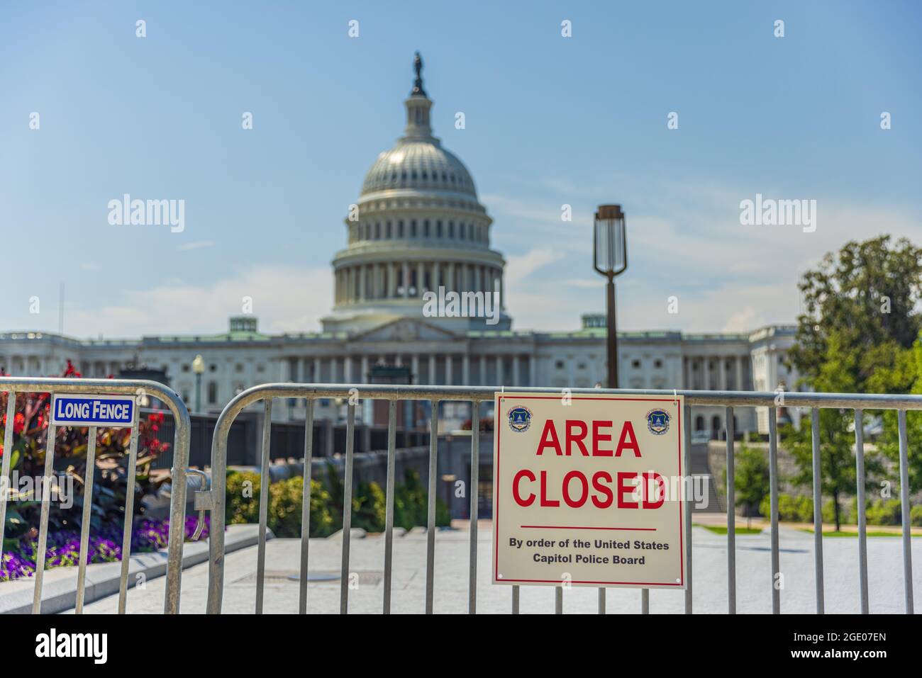 WASHINGTON DC, USA - 14. AUGUST 2021: Zaun um die Hauptstadt in Washington DC, USA Stockfoto