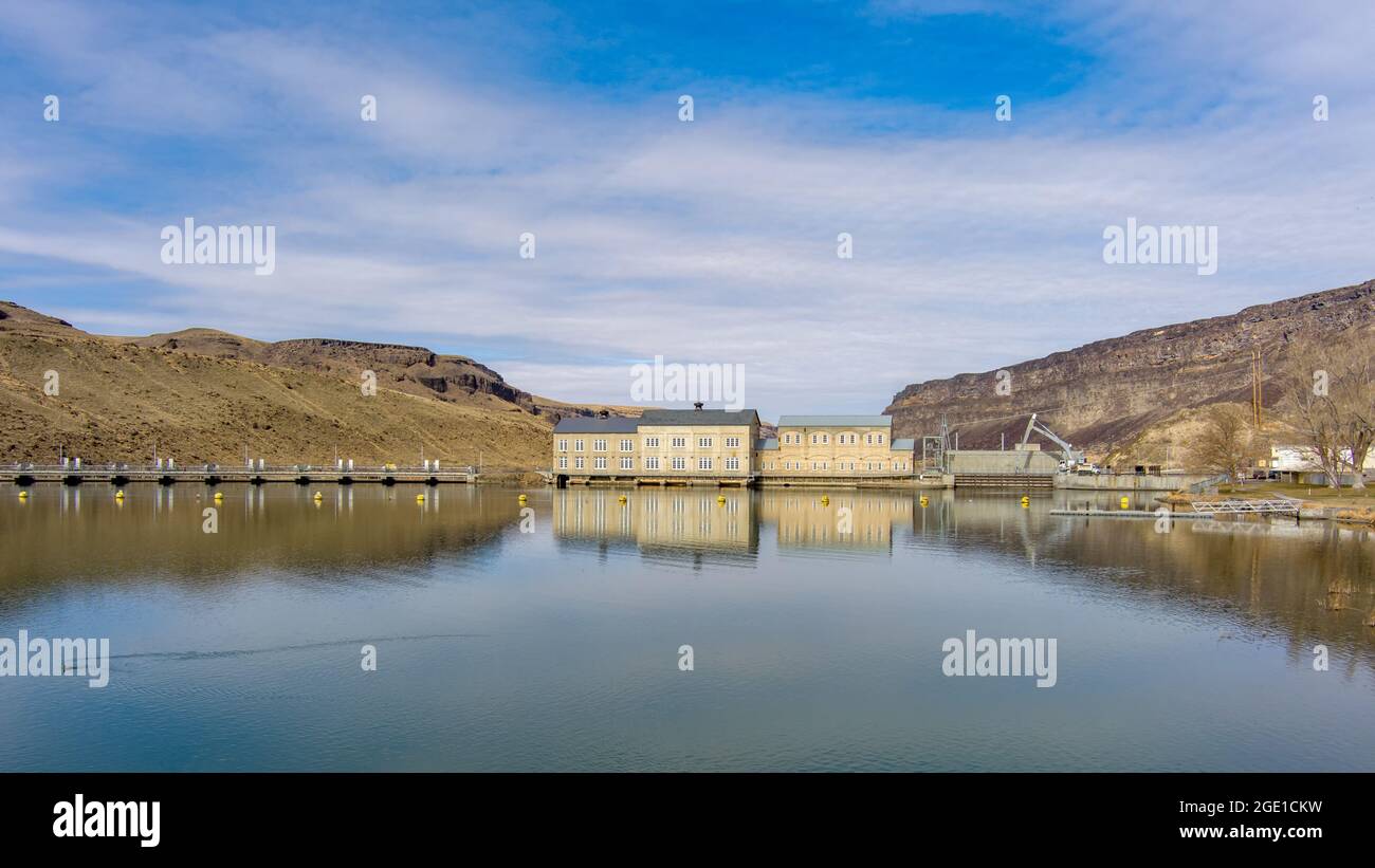 Snake River historischen Damm am Morgen Stockfoto