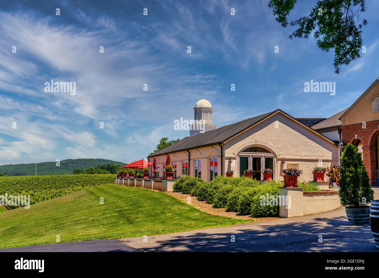 Der Discovery Tasting Room und das Besucherzentrum in den Barboursville Vineyards in Virginia. Stockfoto