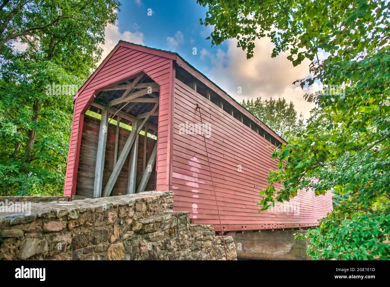 The Loy's Station Covered Bridge in Frederick County, Maryland. Stockfoto