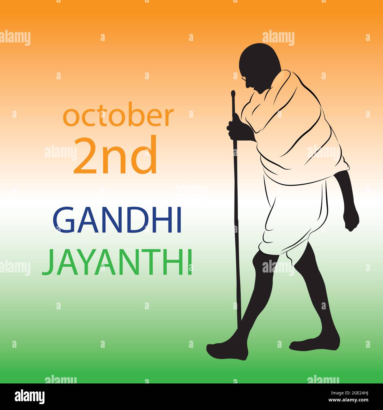 Gandhi Jayanti ist ein Nationalfeiertag in Indien. Mahatma gandhi, großer indischer Freiheitskämpfer. Oktober 2 Stock Vektor