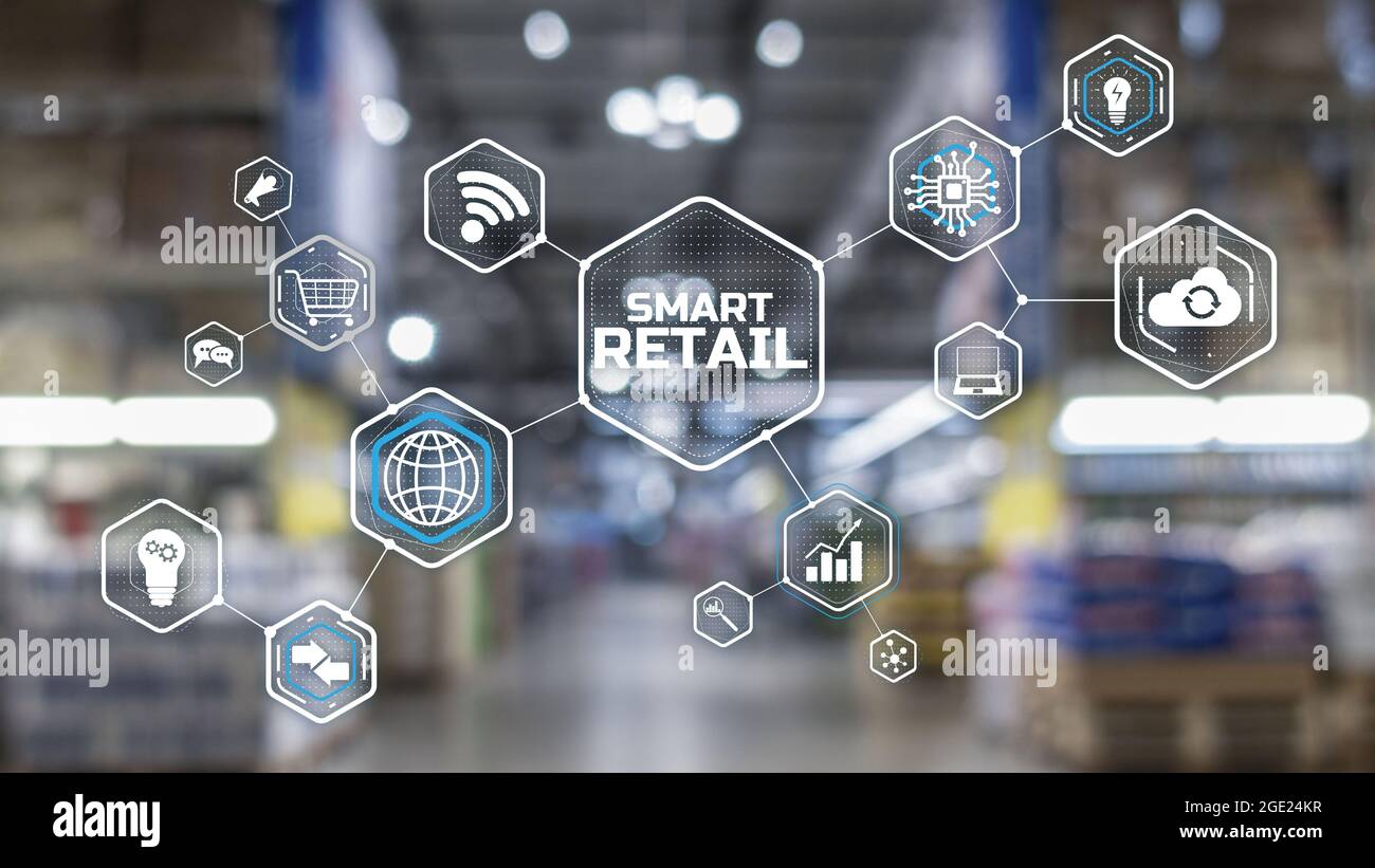 Smart Retail 2021 und Omni-Channel-Konzept. Einkaufskonzept 2021. Stockfoto