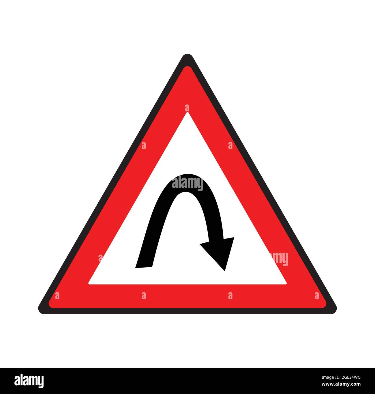 Rechtshaar Pin biegen Straßenschild. Sicherheitssymbole. Stock Vektor