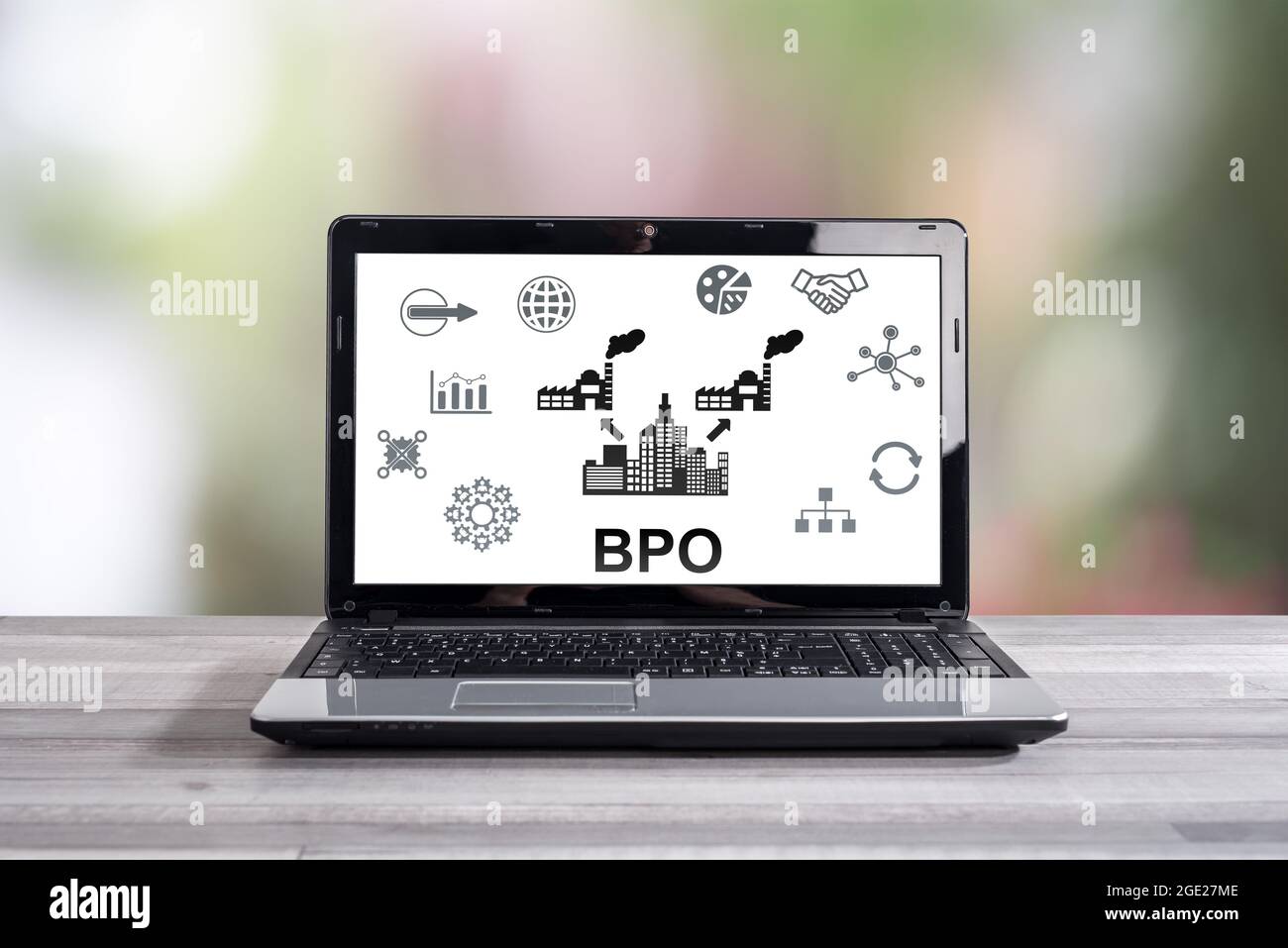 Das BPO-Konzept wird auf einem Laptop-Bildschirm angezeigt Stockfoto