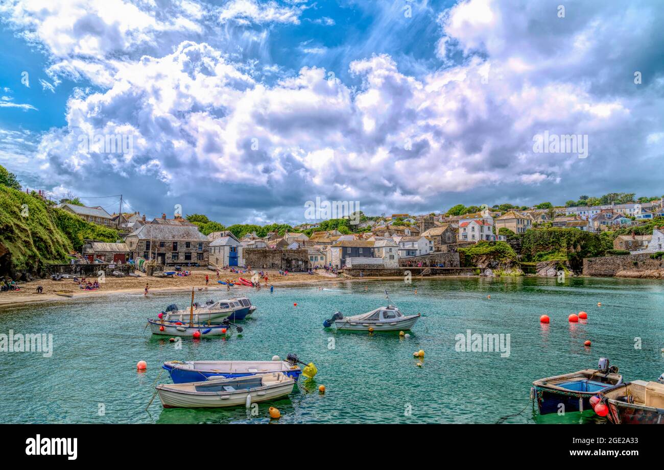 Gorran Haven Cornwall wunderschönes Küstendorf am Hafen von Cornish im Südwesten Englands Großbritannien farbenfrohe hdr-bilder Stockfoto