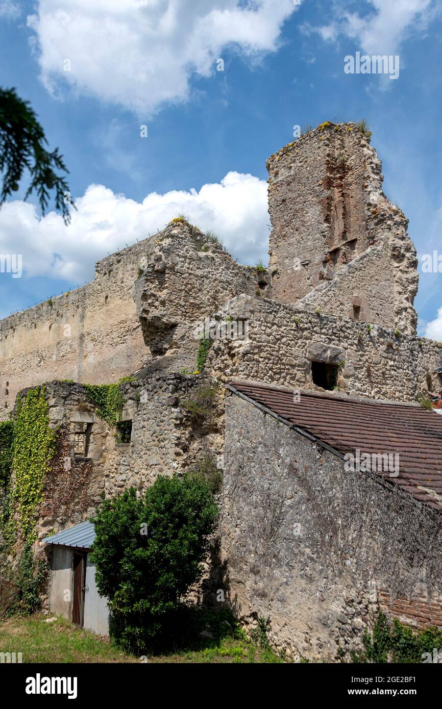 Ruinen der Burg von Verneuil-en-Bourbonnais, Departement Allier, Auvergne-Rhone-Alpes, Frankreich Stockfoto