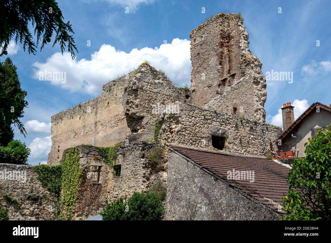 Ruinen der Burg von Verneuil-en-Bourbonnais, Departement Allier, Auvergne-Rhone-Alpes, Frankreich Stockfoto