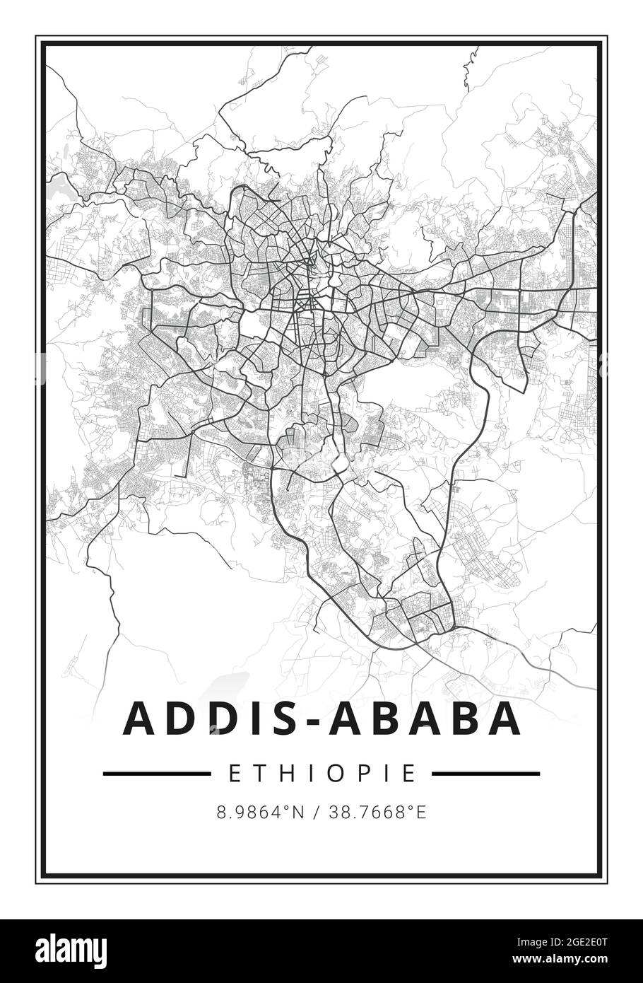 Straßenkarte Art of Addis Abeba Stadt in Äthiopien - Afrika Stockfoto