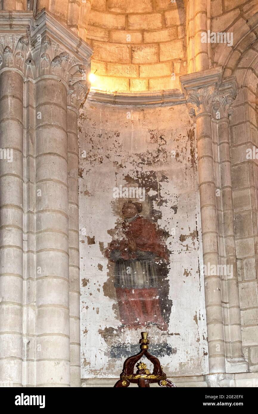 Ebreuil. Wandmalereien der Kirche Saint leger, Departement Allier, Auvergne-Rhone-Alpes, Frankreich, Europa Stockfoto