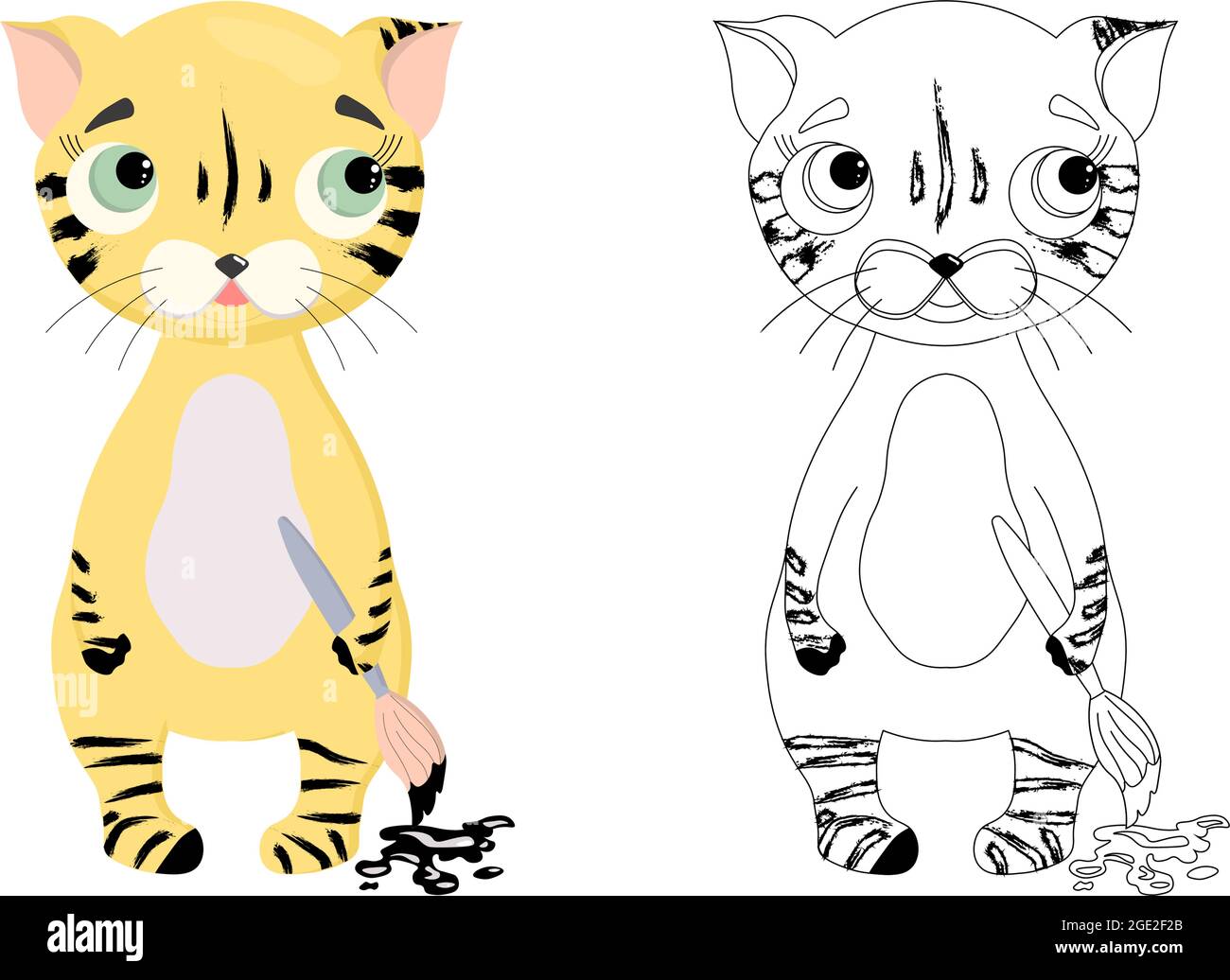 Tiger-Charakter. Bild für Kinder Tiger cub. Das Symbol von 2022. Malseite. Stock Vektor
