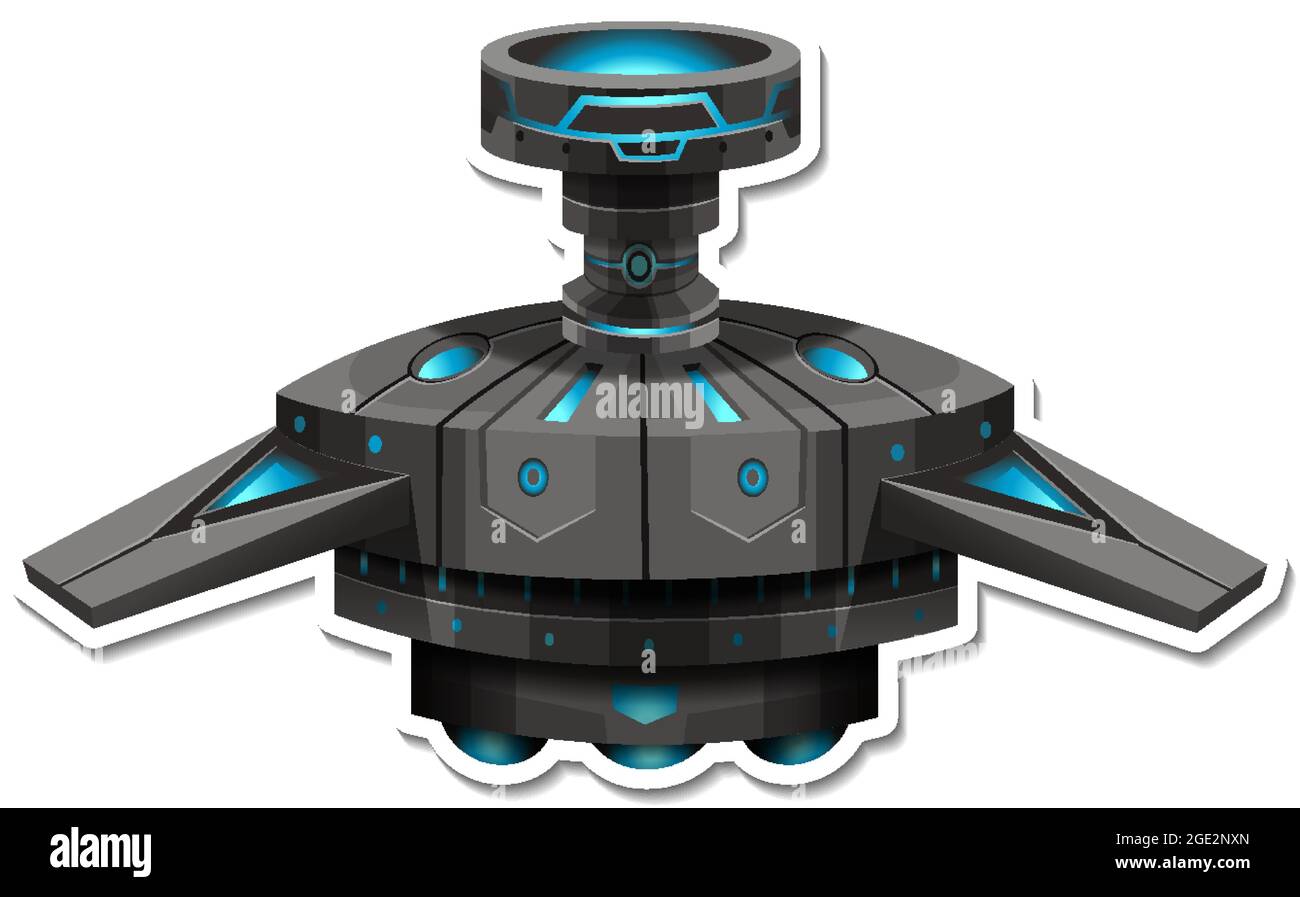 Eine Aufkleber-Vorlage mit UFO- oder Satelliten-isolierter Illustration Stock Vektor