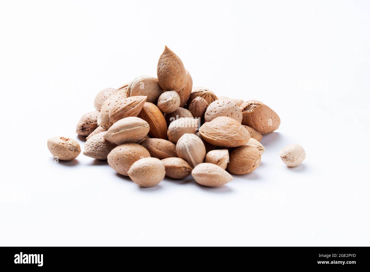 Mandeln mit Schale, Prunus amygdalus, Satara, Maharastra, Indien Stockfoto