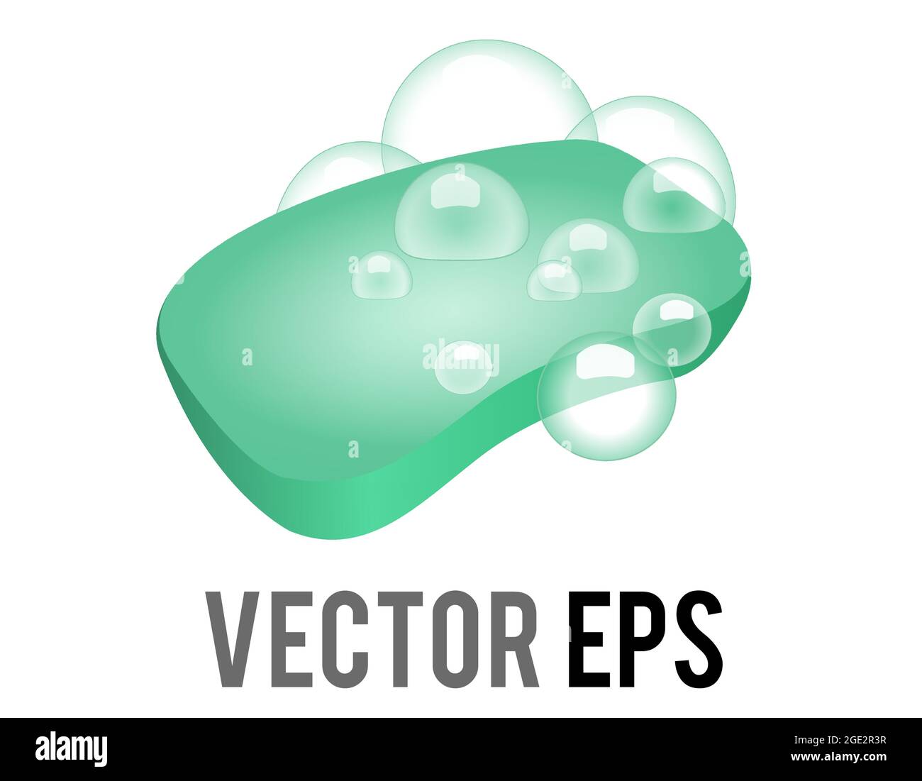 Vector Stück grüne Seife Symbol mit flatherierten Blasen, wie in der Dusche, Bad oder Händewaschen zum Baden, Waschen und Reinigen verwendet. Empfohlen für U Stock Vektor