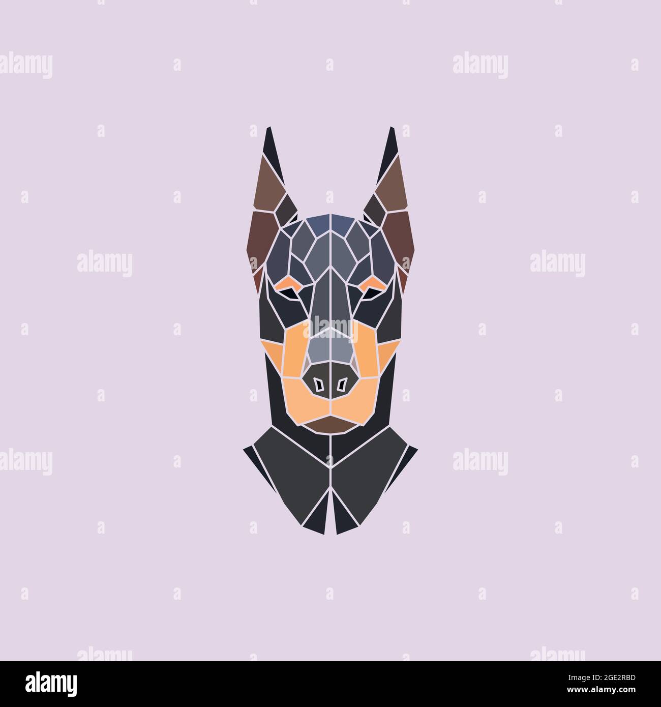 Dobermann-Kopf. Vektor-polygonaler Hintergrund. Stock Vektor