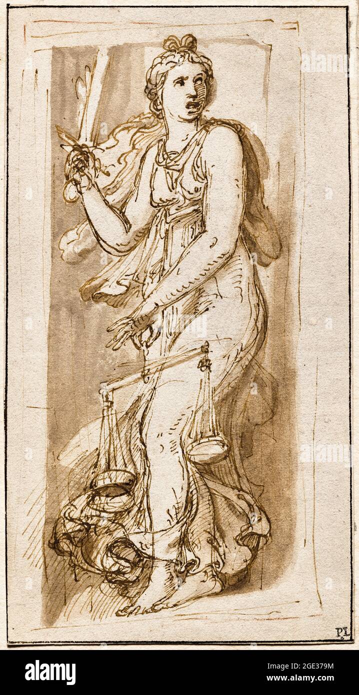 Giulio Romano (Giulio Pippi), Justiz, Zeichnung, 1530-1534 Stockfoto