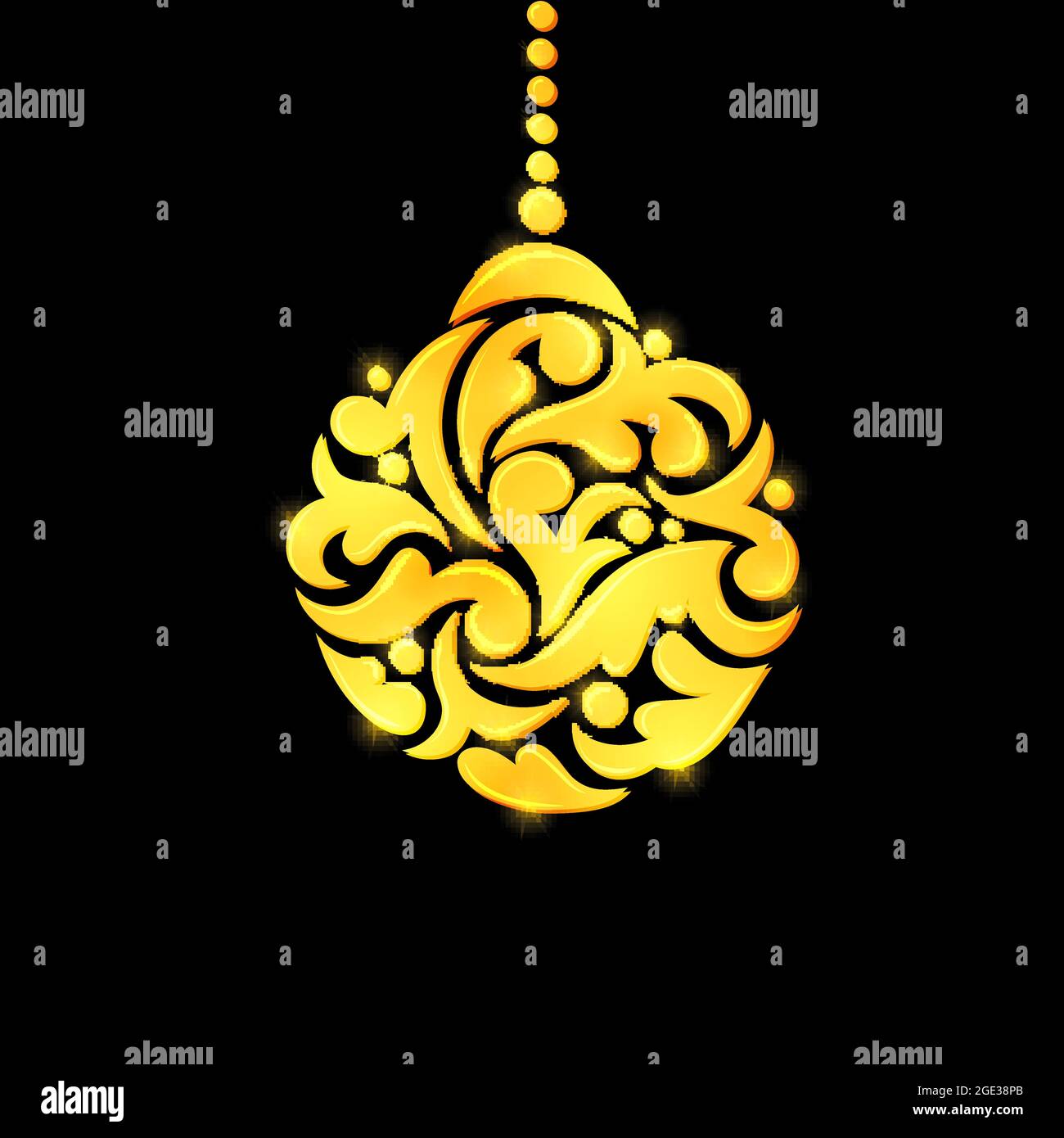 Fröhliches Weihnachts-Poster mit handgezeichneter Golddekoration, Vektorgrafik Stock Vektor