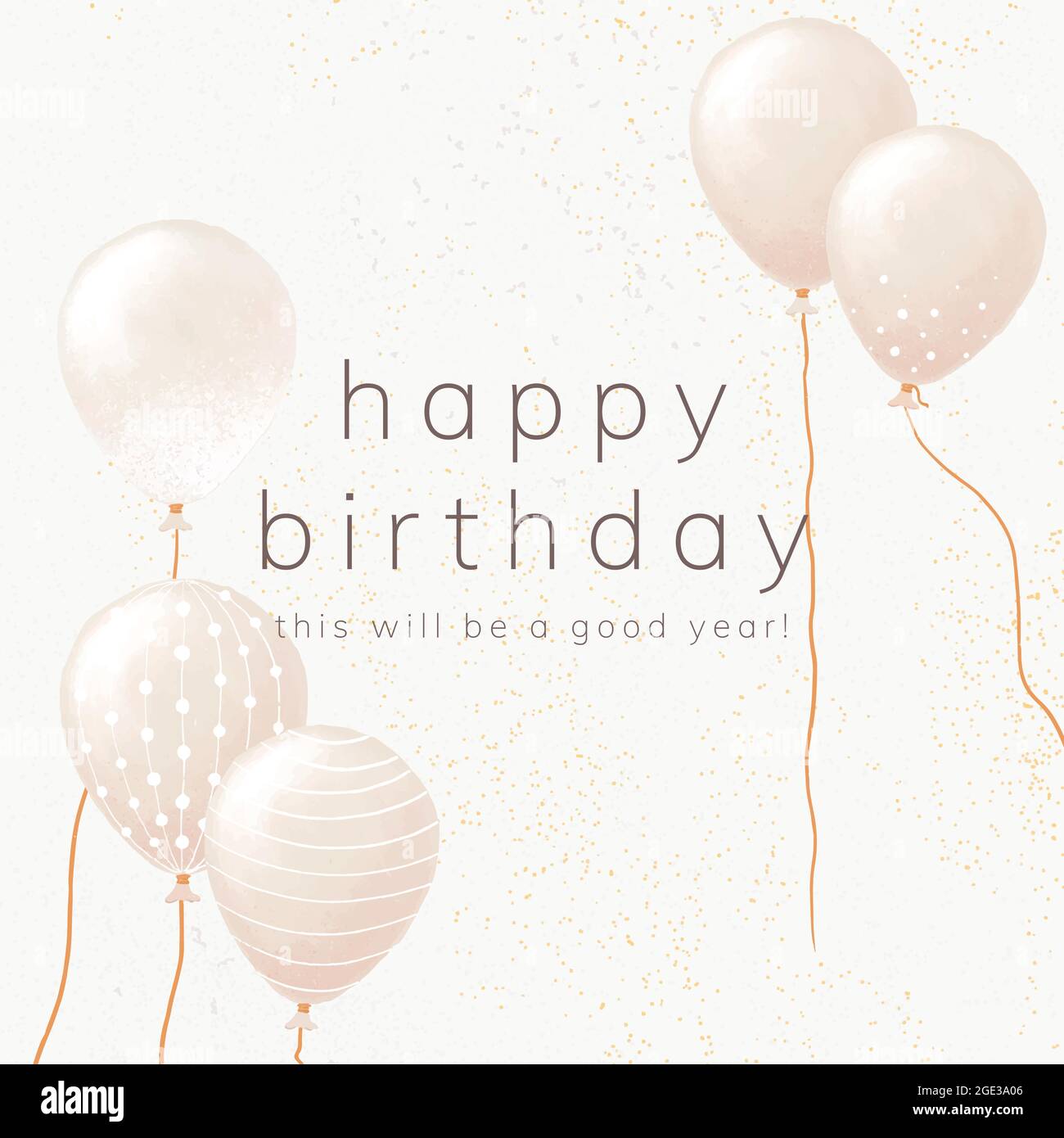 Ballon Geburtstagsgruß Vorlage Vektor in weiß und Gold Ton  Stock-Vektorgrafik - Alamy