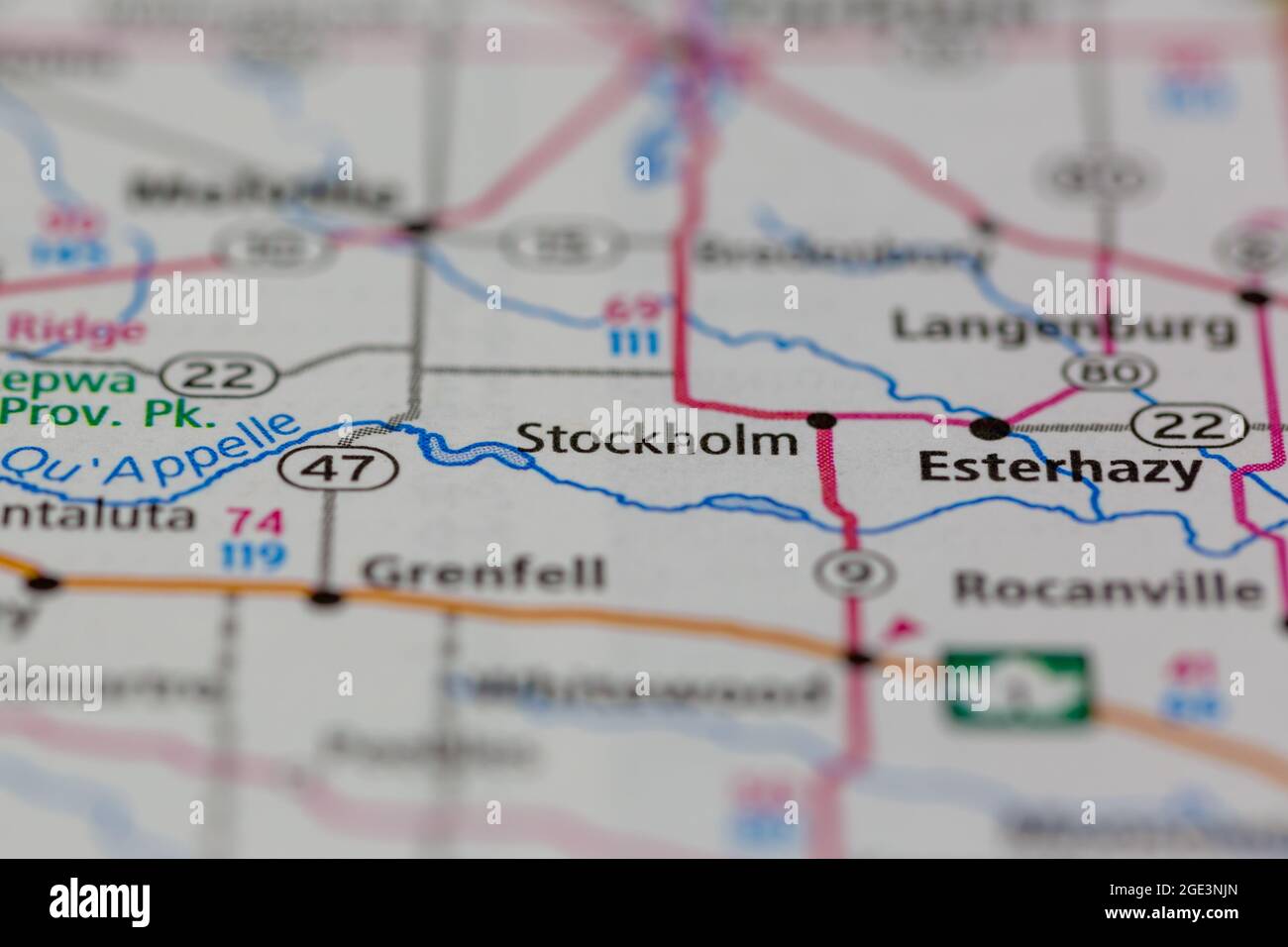 Stockholm Saskatchewan Kanada wird auf einer Straßenkarte oder Geografie-Karte angezeigt Stockfoto