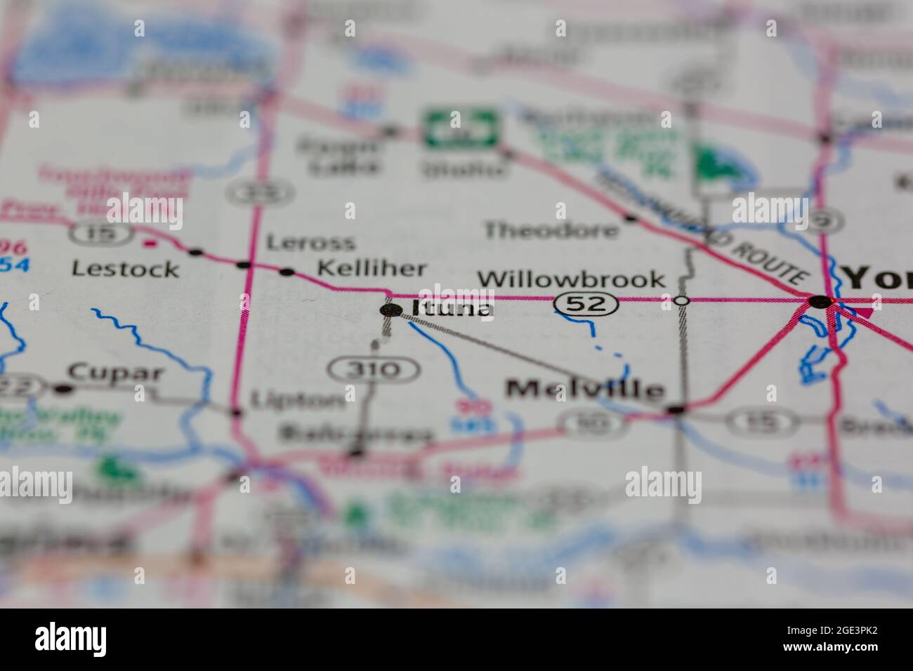 Ituna Saskatchewan Kanada auf einer Straßenkarte oder Geografie-Karte angezeigt Stockfoto