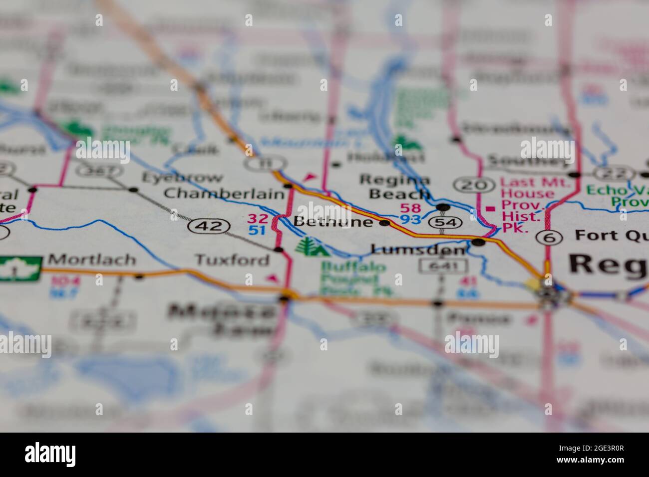 Bethune Saskatchewan Kanada auf einer Straßenkarte oder Geographie-Karte angezeigt Stockfoto