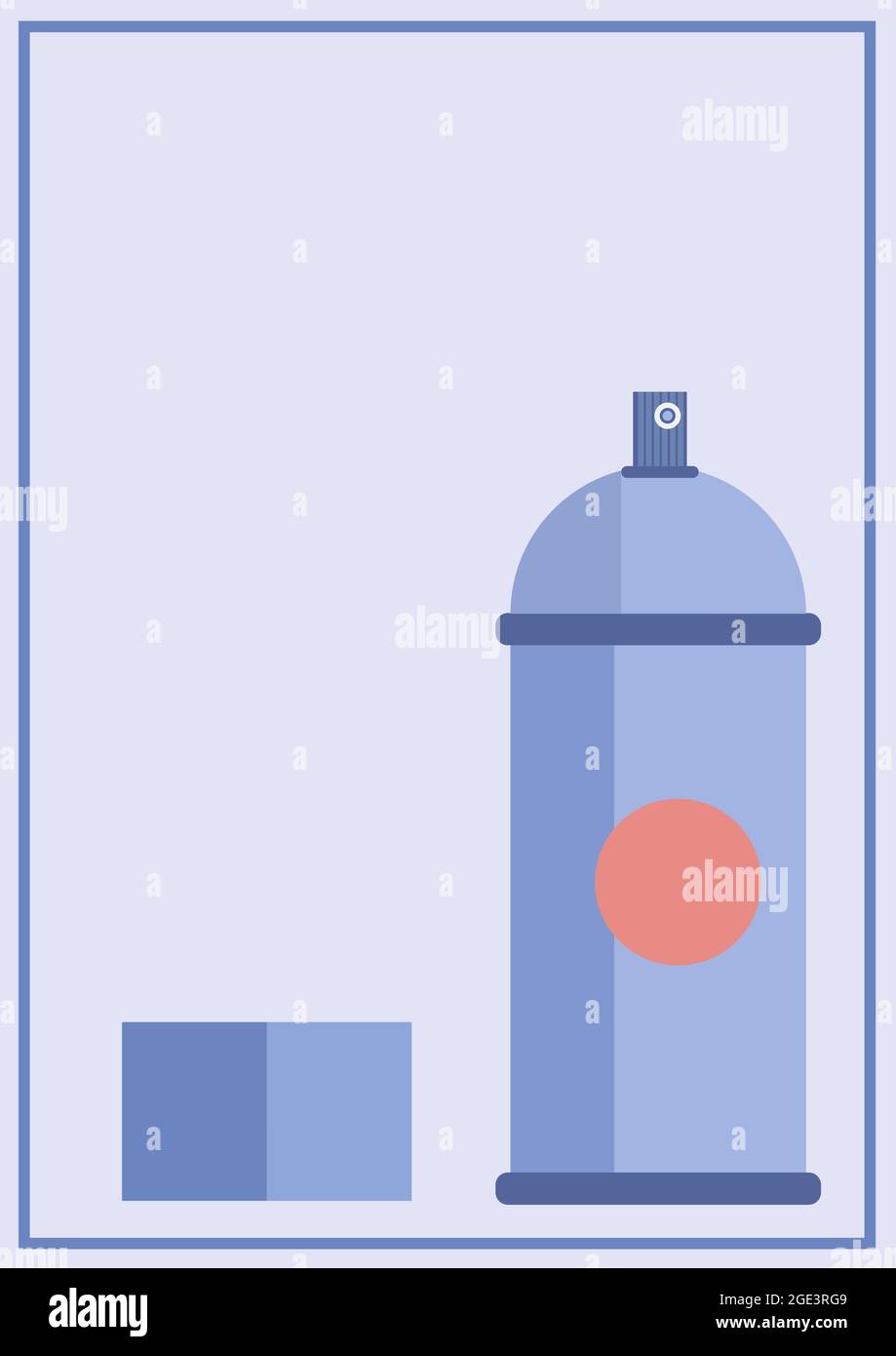 Zusammensetzung des blauen Spraydose-Symbols auf blauem Hintergrund Stockfoto