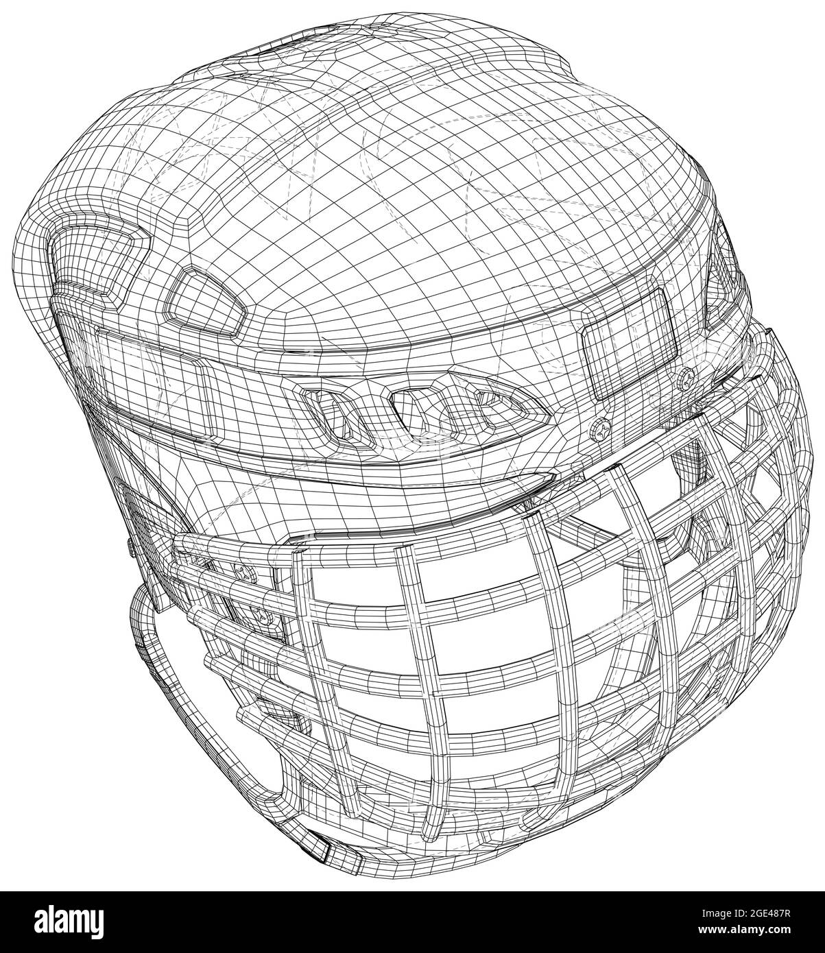 Eishockeyhelm. Umrissmaske. Drahtgestell im EPS10-Format. Vektor aus 3d erstellt Stock Vektor