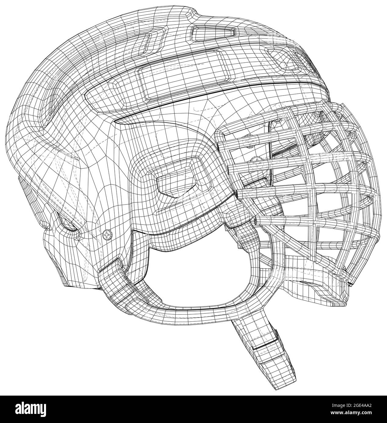 Skizze des Hockeyhelms. EPS10-Format. Drahtrahmen Vektor aus 3d erstellt Stock Vektor