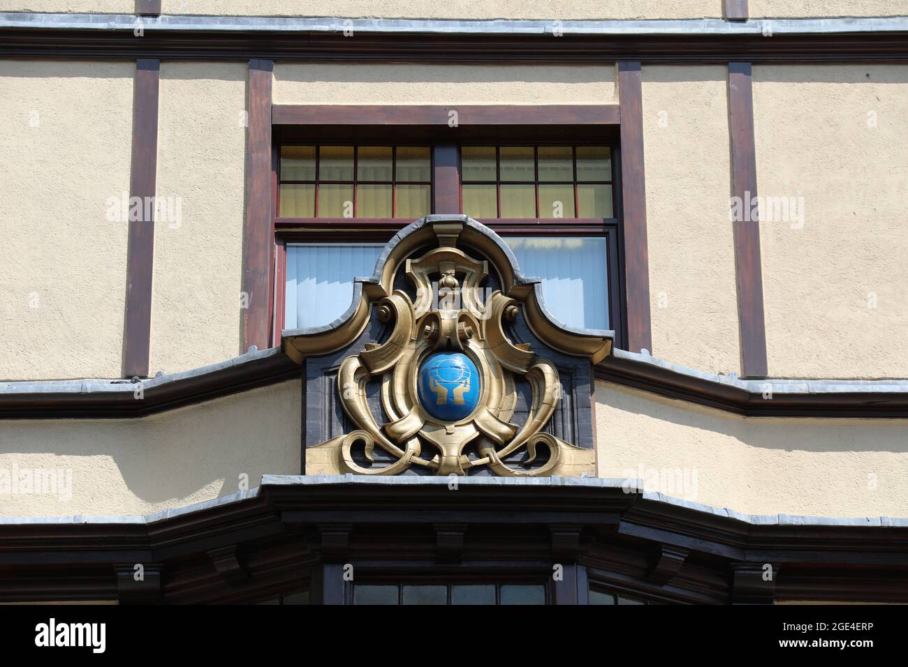 Das Symbol der Transport Credit Union im restaurierten Grant Arms-Gebäude in Glasgow Stockfoto