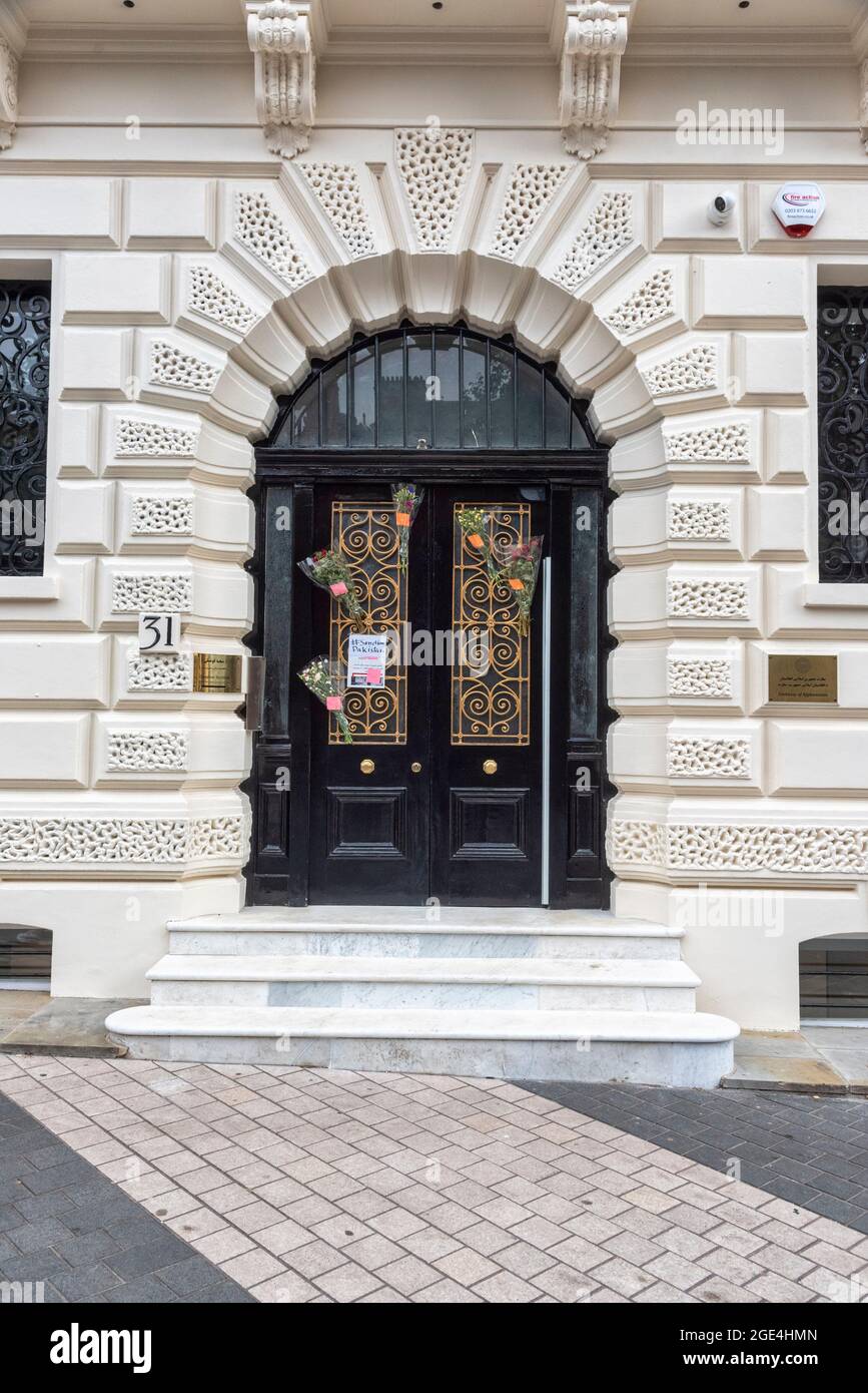 London, Großbritannien. August 2021. Die Botschaft der Islamischen Republik Afghanistan in London die Botschaft wird voraussichtlich innerhalb weniger Tage nach der Machtübernahme der Taliban schließen. (Foto von Dave Rushen/SOPA Images/Sipa USA) Quelle: SIPA USA/Alamy Live News Stockfoto