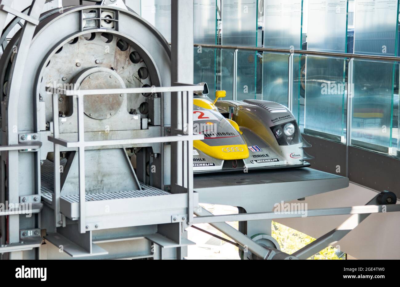 Audi R8 ALMS LMP1 Prototyp von Audi Museum Mobile, Ingolstadt Deutschland. Stockfoto