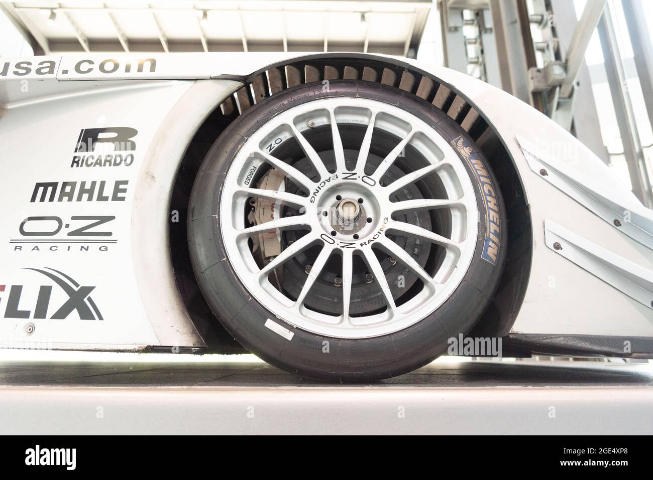 Audi R8 ALMS LMP1 Prototyp von Audi Museum Mobile, Ingolstadt Deutschland. Stockfoto