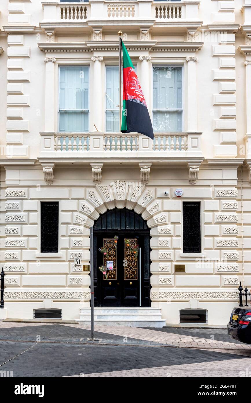 London, Großbritannien. August 2021. Die Botschaft der Islamischen Republik Afghanistan in London die Botschaft wird voraussichtlich innerhalb weniger Tage nach der Machtübernahme der Taliban schließen. Kredit: SOPA Images Limited/Alamy Live Nachrichten Stockfoto