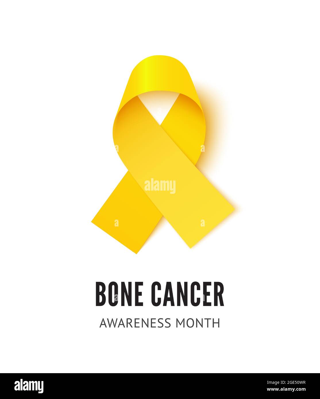 Symbol für Bone Cancer Awareness Ribbon Vector. Gelbes Band realistische Abbildung isoliert auf weißem Hintergrund Stock Vektor
