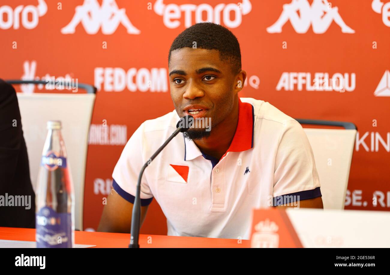 La Turbie, Frankreich. August 2021. La Turbie, Frankreich - 16. August 2021: PRÄSENTATION DES Spielers in Monaco für die Saison 2021-22 mit dem Stürmer Myron Boadu. Mandoga Media Credit: dpa/Alamy Live News Stockfoto