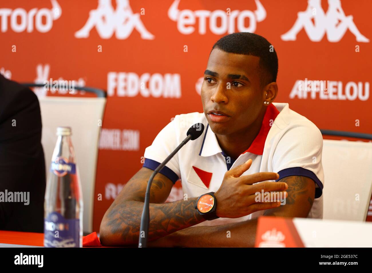 La Turbie, Frankreich. August 2021. La Turbie, Frankreich - 16. August 2021: PRÄSENTATION DES Spielers in Monaco für die Saison 2021-22 mit dem brasilianischen Mittelfeldspieler Jean Lucas Oliveira. Mandoga Media Credit: dpa/Alamy Live News Stockfoto