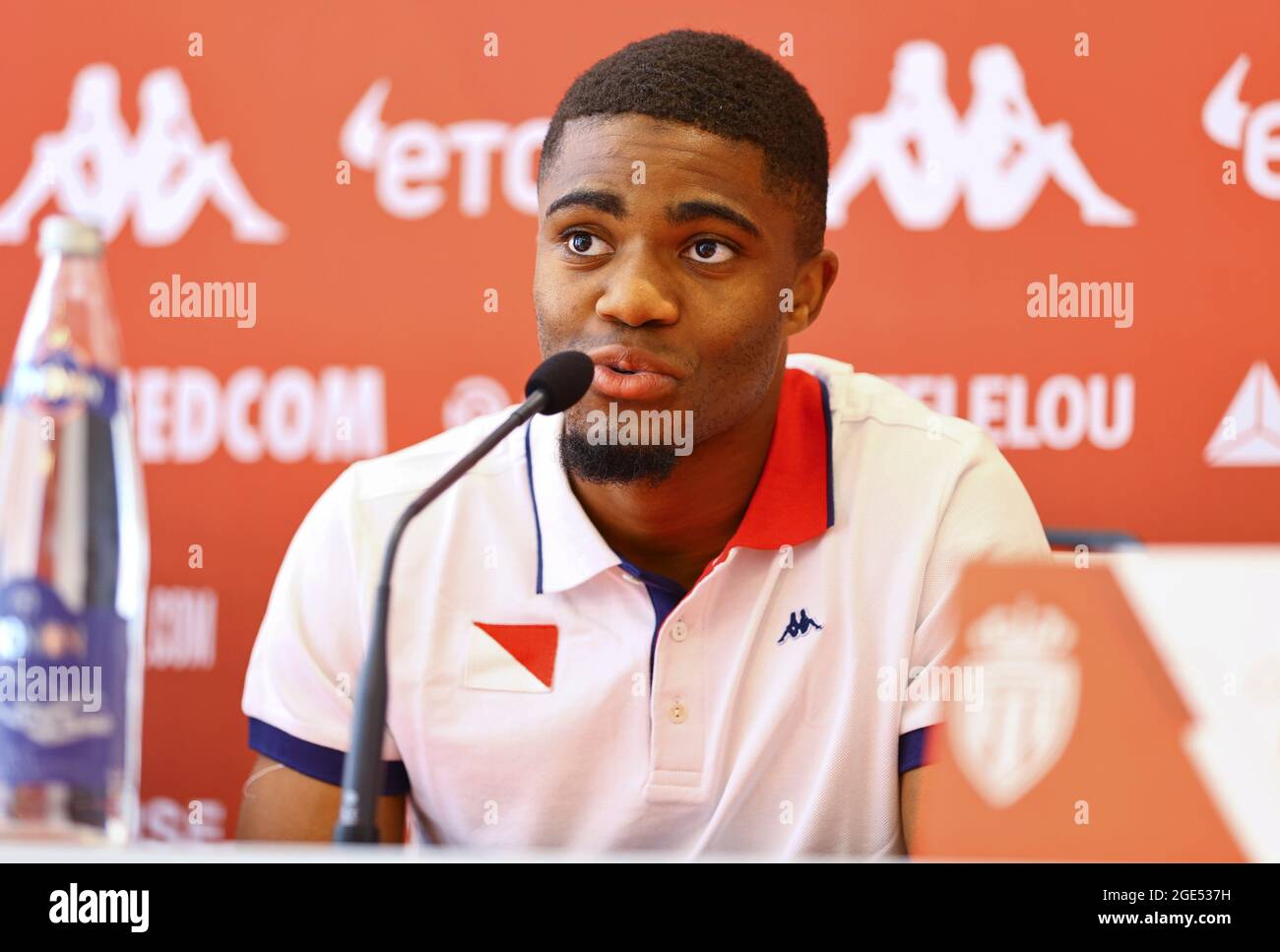 La Turbie, Frankreich. August 2021. La Turbie, Frankreich - 16. August 2021: PRÄSENTATION DES Spielers in Monaco für die Saison 2021-22 mit dem Stürmer Myron Boadu. Mandoga Media Credit: dpa/Alamy Live News Stockfoto